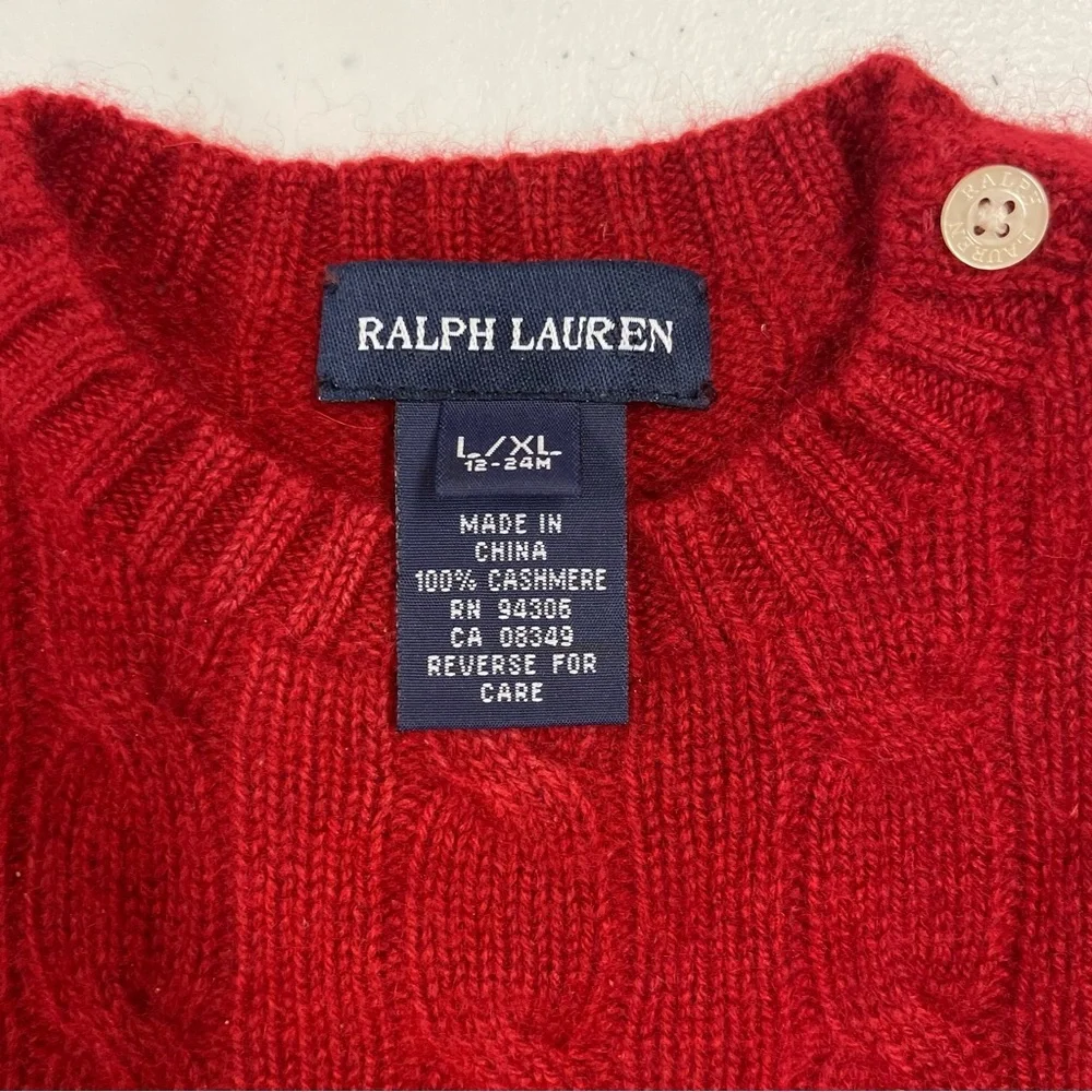 Ralph Lauren Cashmere Sweater Boys L/XL 12-24M Girls The Iconic Cable-Knit Polo
